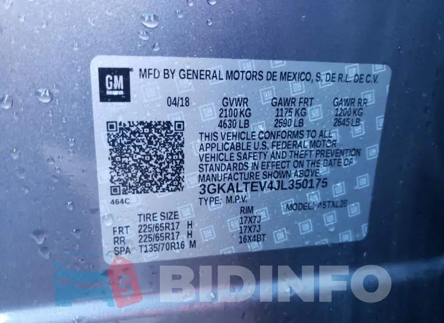 3GKALTEV4JL350175 Photo# 13