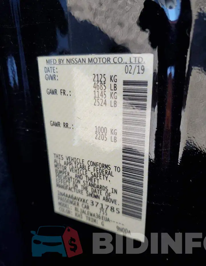 1N4AA6AVXKC371785 Photo# 12
