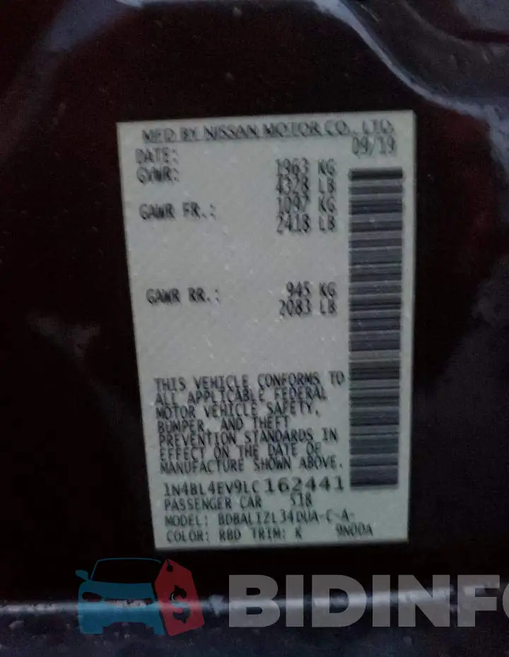 1N4BL4EV9LC162441 Photo# 12