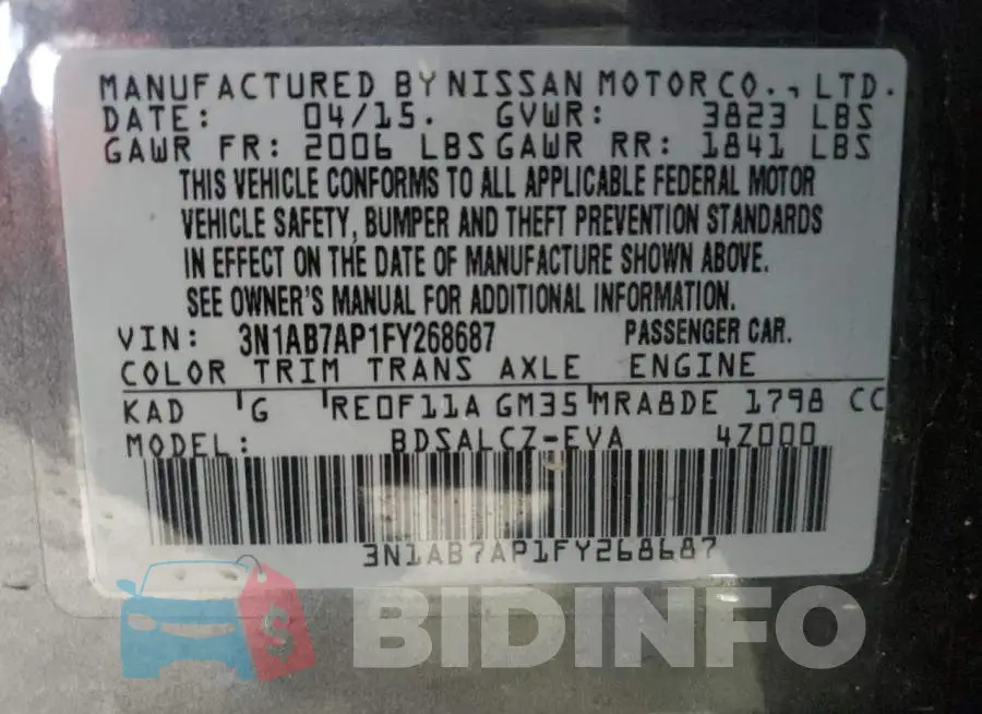 3N1AB7AP1FY268687 Photo# 12