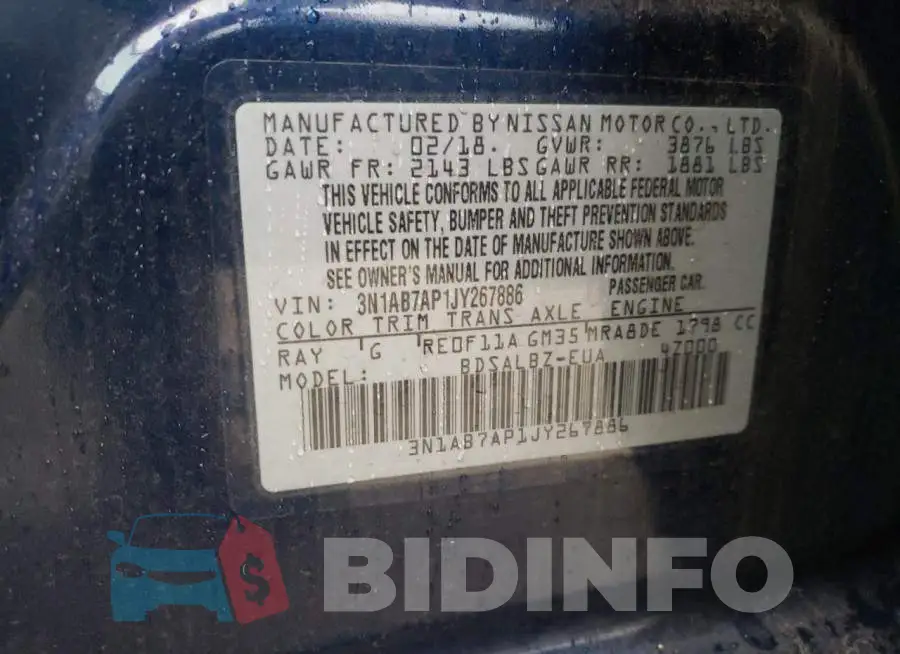 3N1AB7AP1JY267886 Photo# 12
