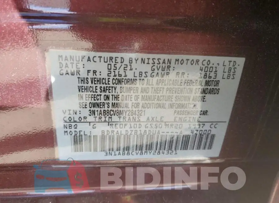 3N1AB8CV8MY284321 Photo# 12