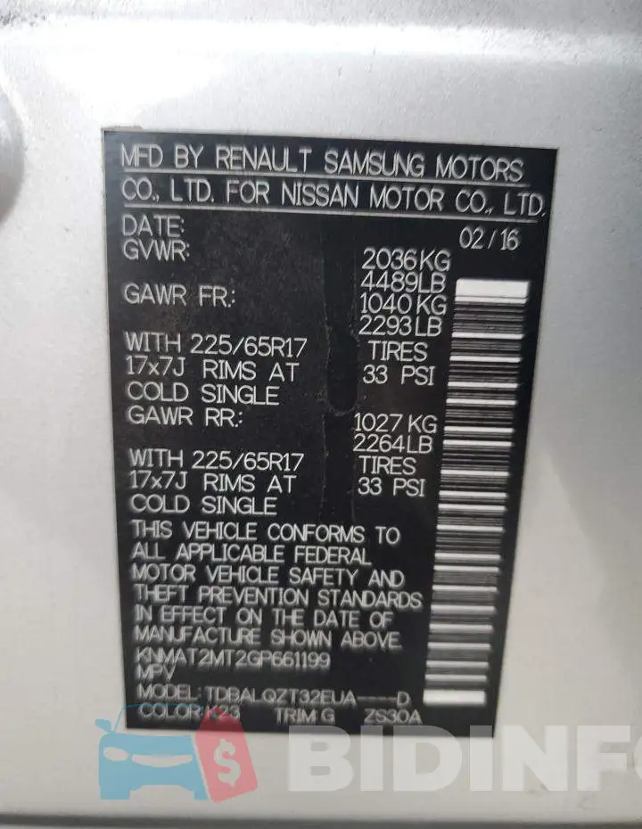 KNMAT2MT2GP661199 Photo# 13