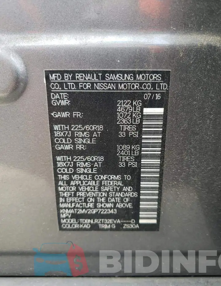 KNMAT2MV2GP722343 Photo# 12