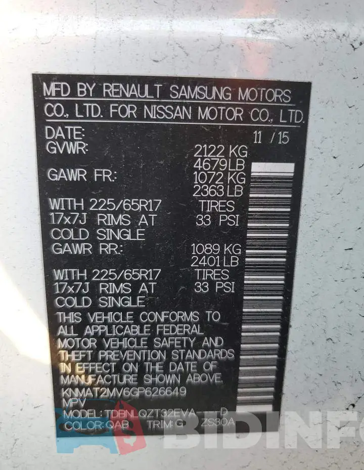 KNMAT2MV6GP626649 Photo# 13