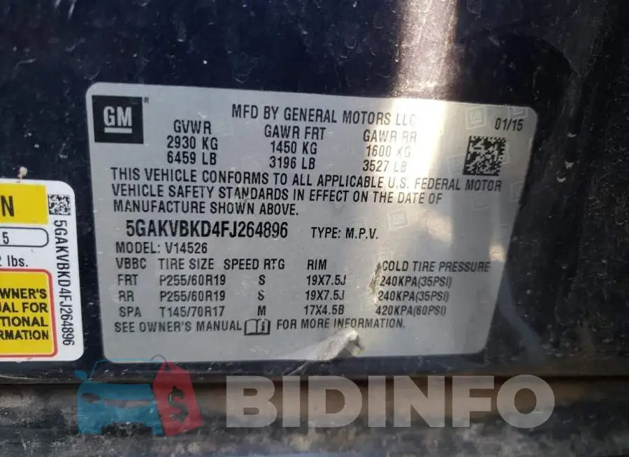 5GAKVBKD4FJ264896 Photo# 14