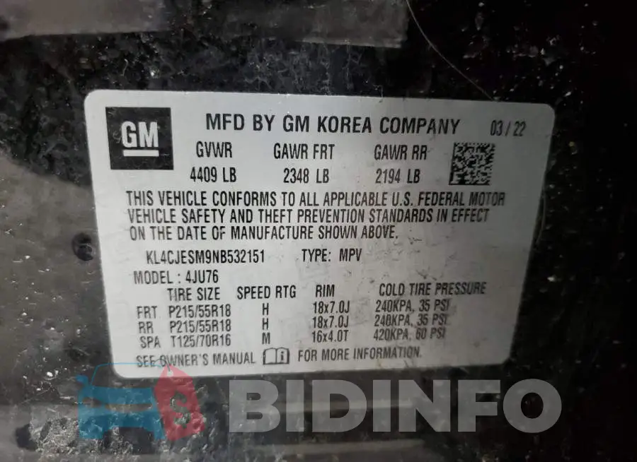 KL4CJESM9NB532151 Photo# 12