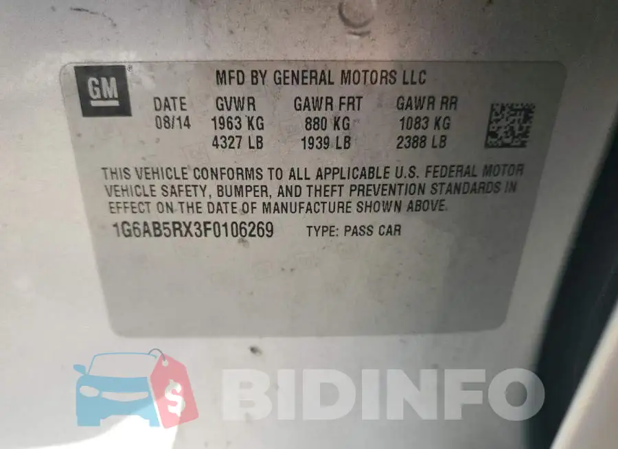 1G6AB5RX3F0106269 Photo# 12