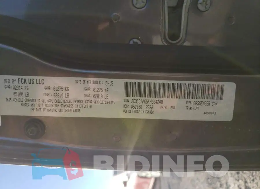 2C3CCAAG5FH864248 Photo# 12