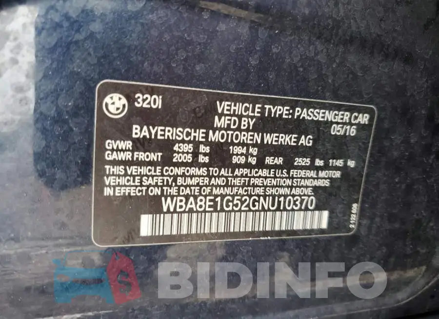 WBA8E1G52GNU10370 Photo# 12