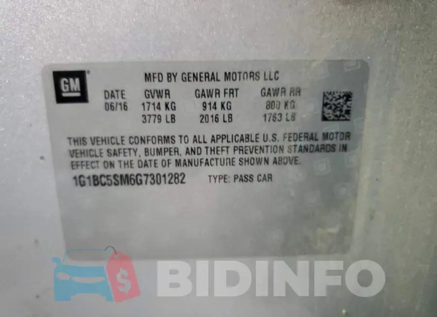 1G1BC5SM6G7301282 Photo# 13