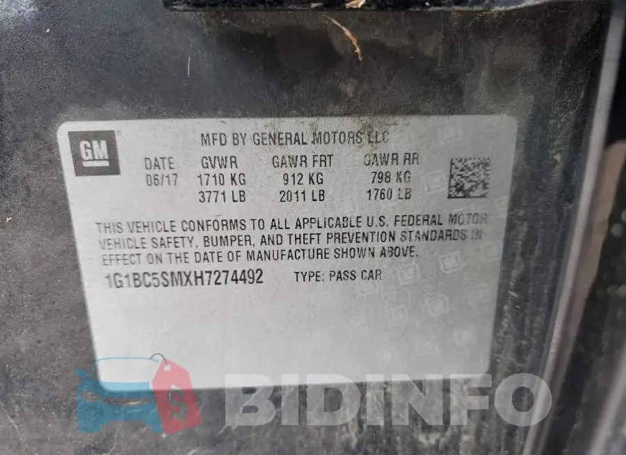 1G1BC5SMXH7274492 Photo# 12
