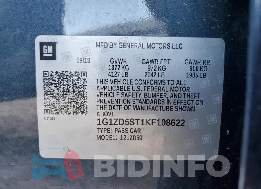 1G1ZD5ST1KF108622 Photo# 13