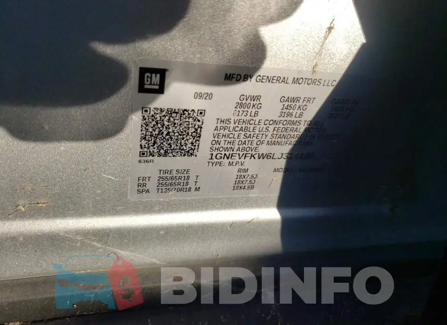 1GNEVFKW6LJ314186 Photo# 13