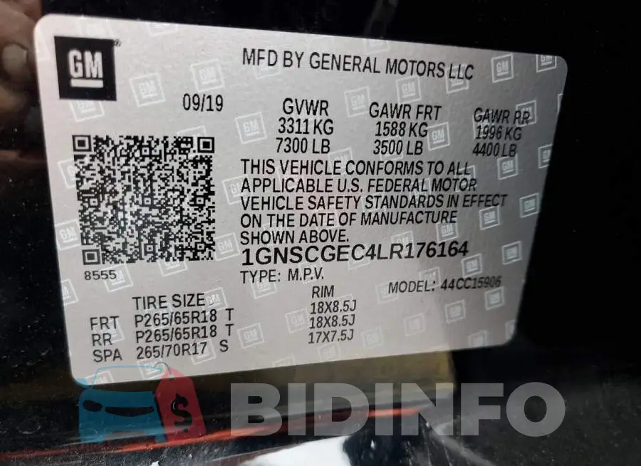 1GNSCGEC4LR176164 Photo# 13