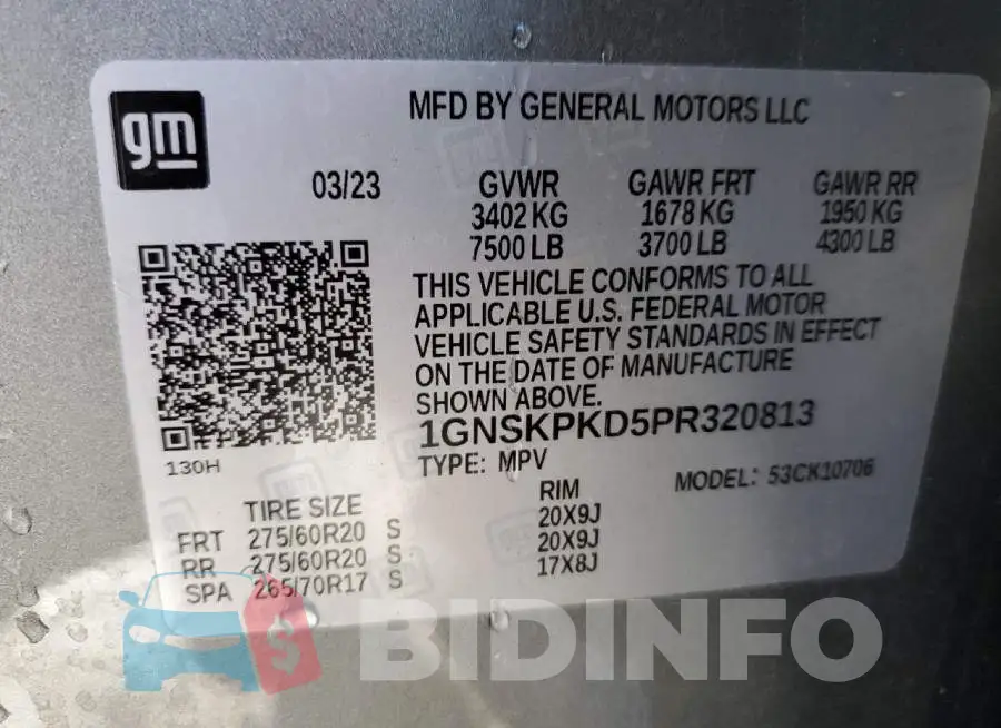 1GNSKPKD5PR320813 Photo# 13