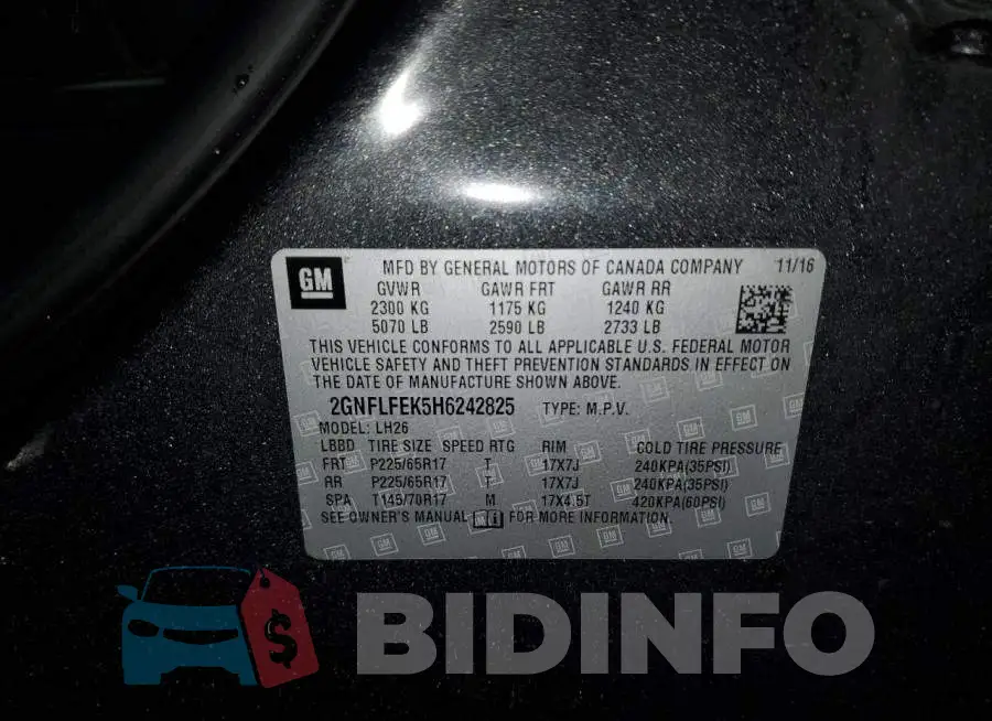 2GNFLFEK5H6242825 Photo# 13
