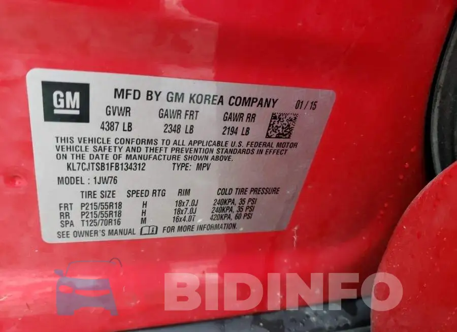 KL7CJTSB1FB134312 Photo# 12