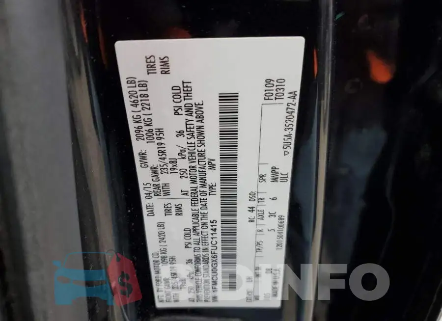 1FMCU0GX6FUC11415 Photo# 12