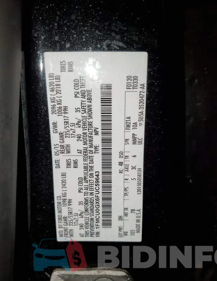 1FMCU0GX6FUC59643 Photo# 12