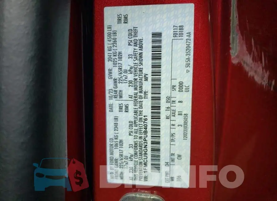 1FMCU9GN3PUB40761 Photo# 14