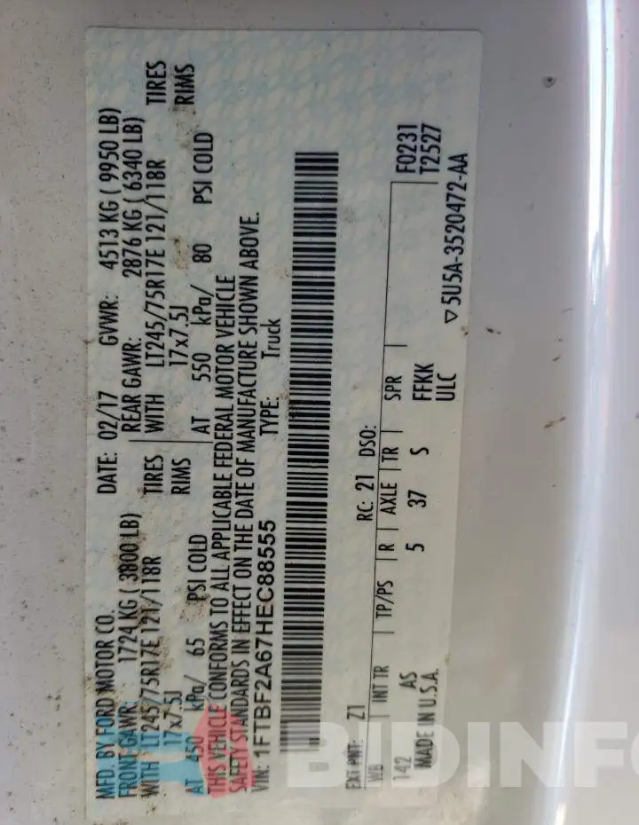 1FTBF2A67HEC88555 Photo# 13