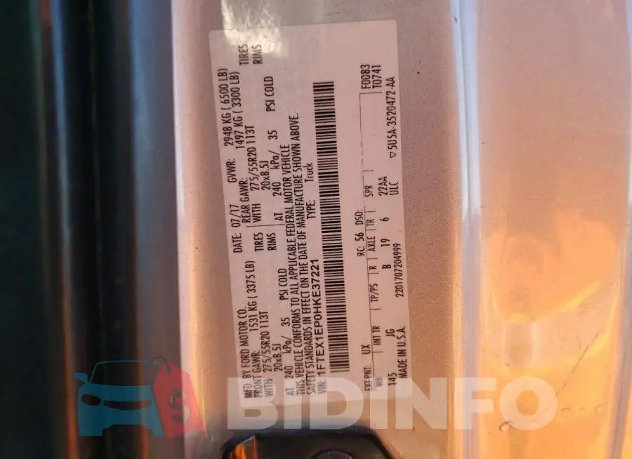 1FTEX1EP0HKE37221 Photo# 12
