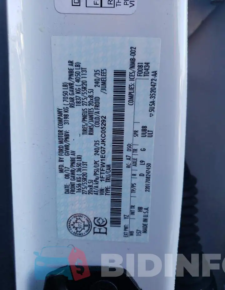 1FTFW1EG7JKC05292 Photo# 12