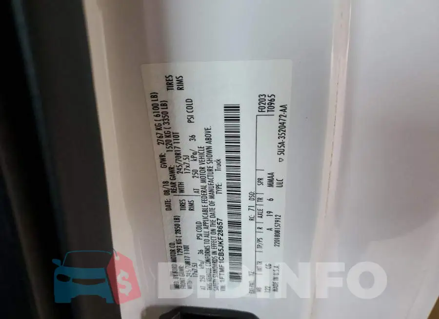 1FTMF1CB5JKF28657 Photo# 12
