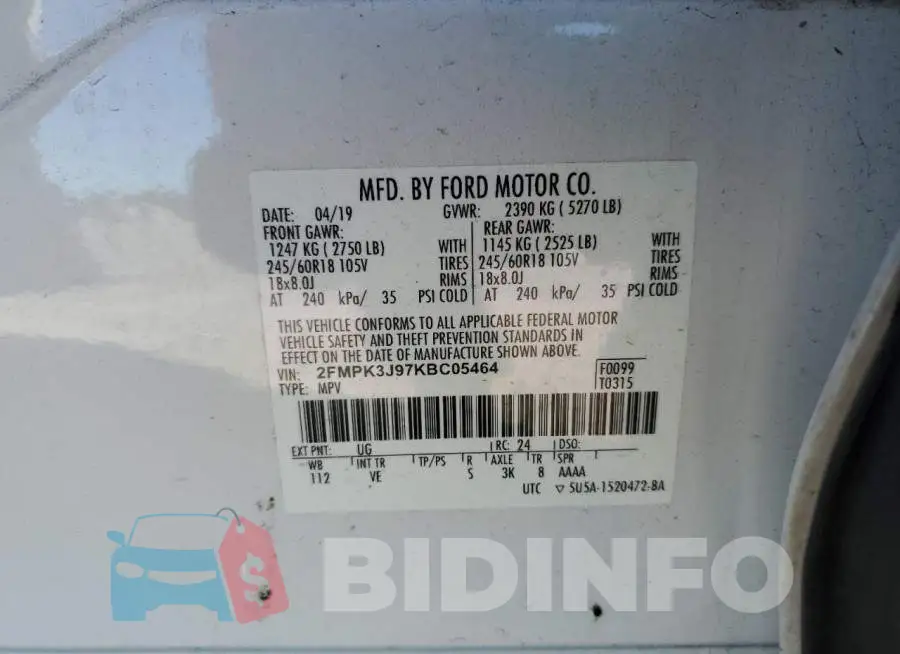 2FMPK3J97KBC05464 Photo# 13