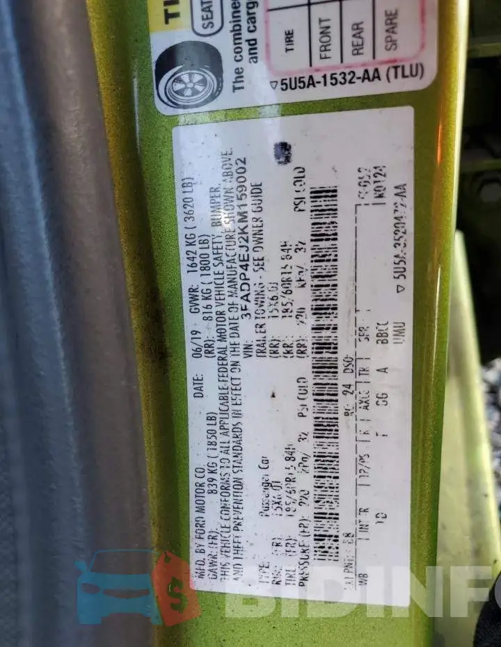 3FADP4EJ2KM159002 Photo# 13