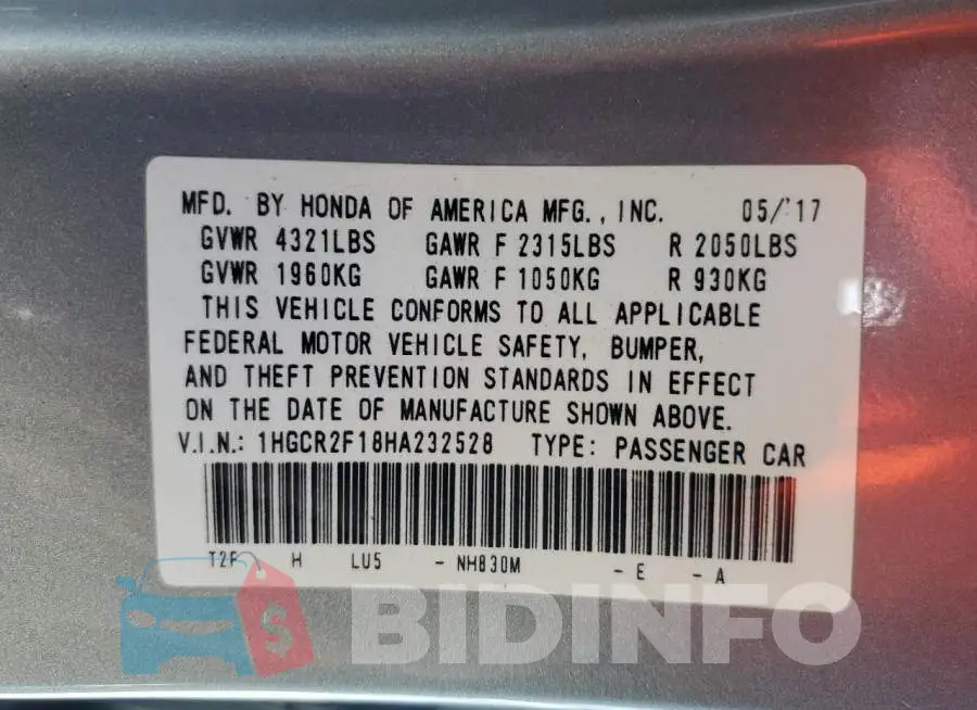 1HGCR2F18HA232528 Photo# 13