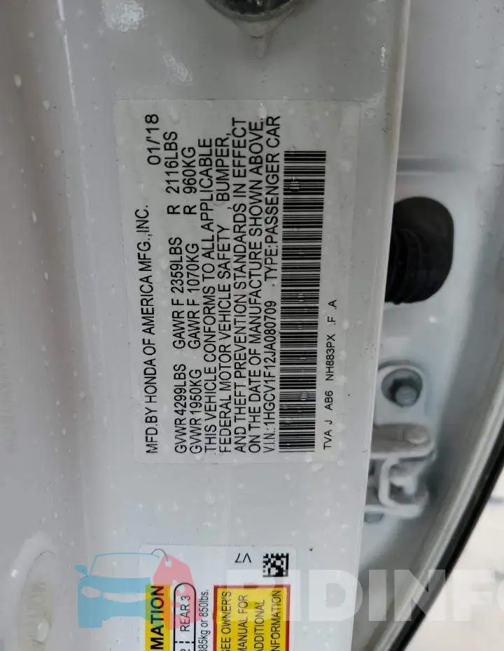 1HGCV1F12JA080709 Photo# 12