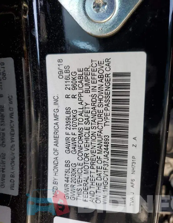 1HGCV1F37JA244893 Photo# 13