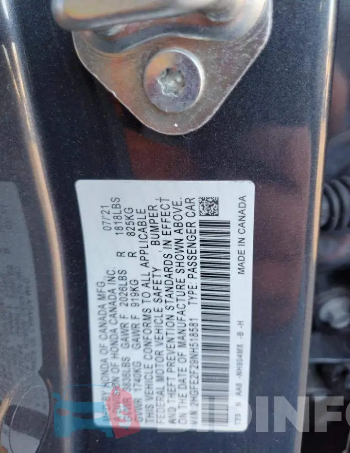 2HGFE2F29NH518581 Photo# 12