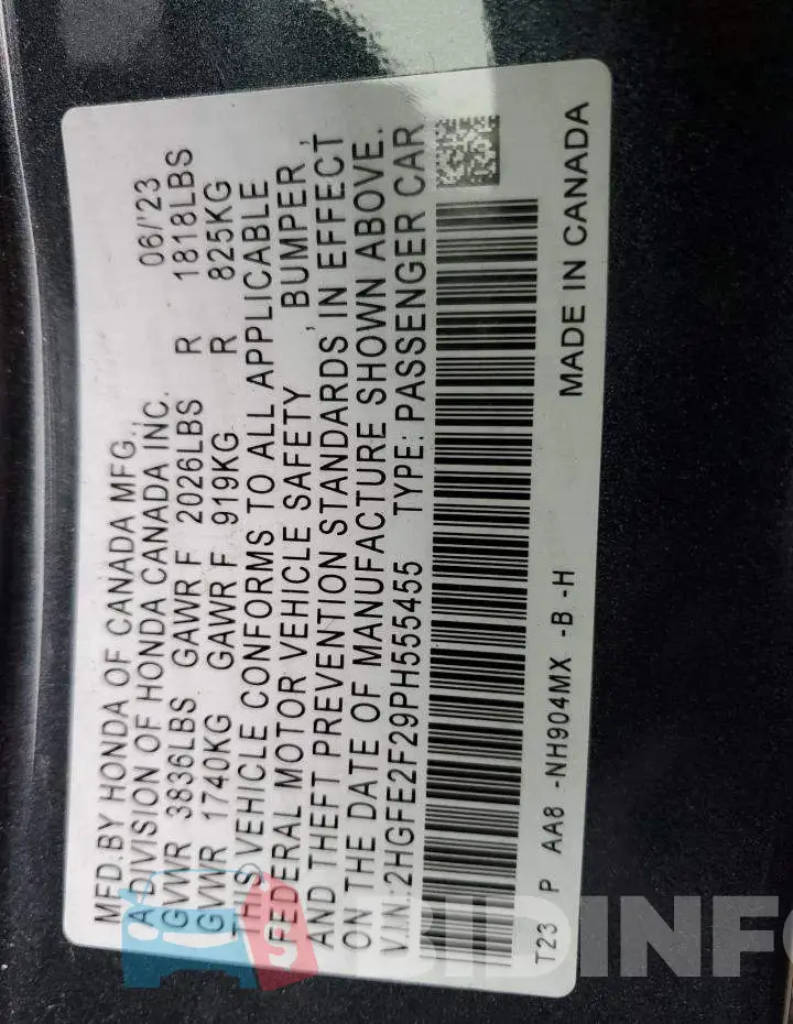 2HGFE2F29PH555455 Photo# 12