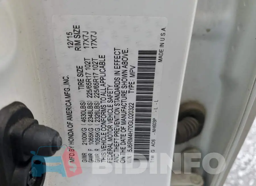 5J6RM4H70GL020322 Photo# 12