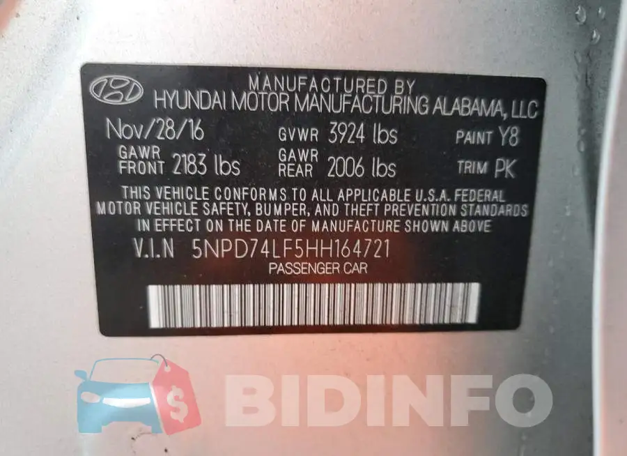 5NPD74LF5HH164721 Photo# 12