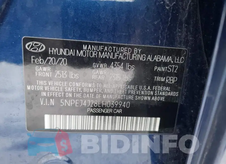 5NPEJ4J28LH039940 Photo# 13