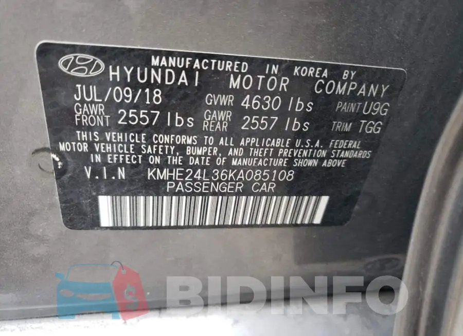 KMHE24L36KA085108 Photo# 12