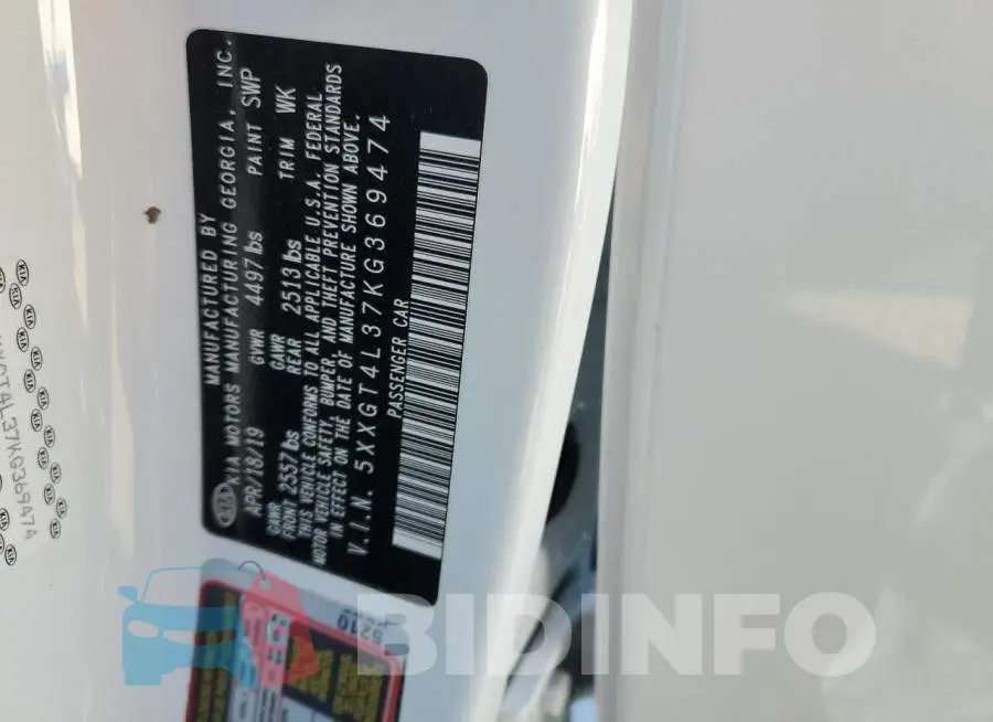5XXGT4L37KG369474 Photo# 12