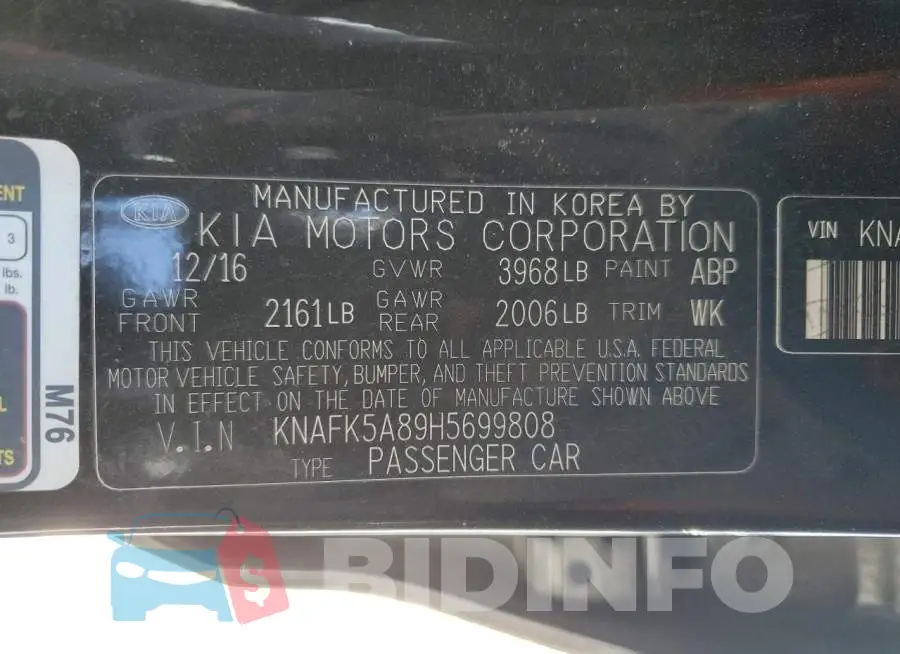 KNAFK5A89H5699808 Photo# 13