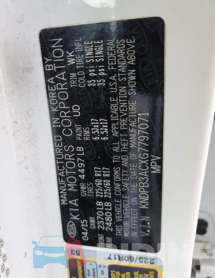 KNDPB3ACXG7797071 Photo# 13
