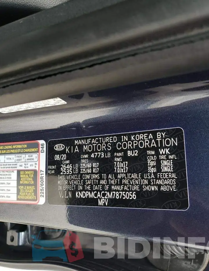 KNDPMCAC2M7875056 Photo# 12