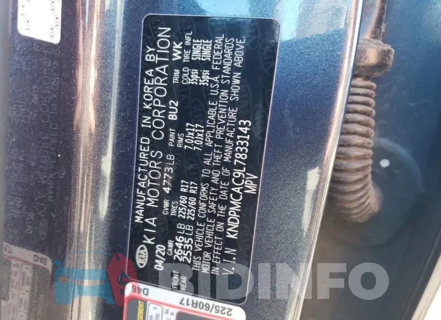 KNDPMCAC9L7833143 Photo# 13