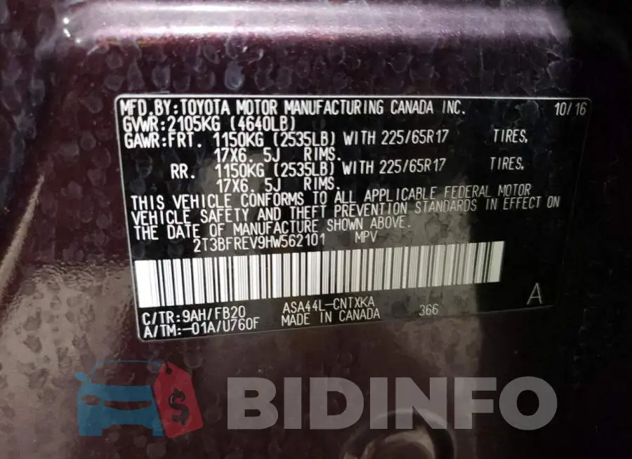 2T3BFREV9HW562101 Photo# 12