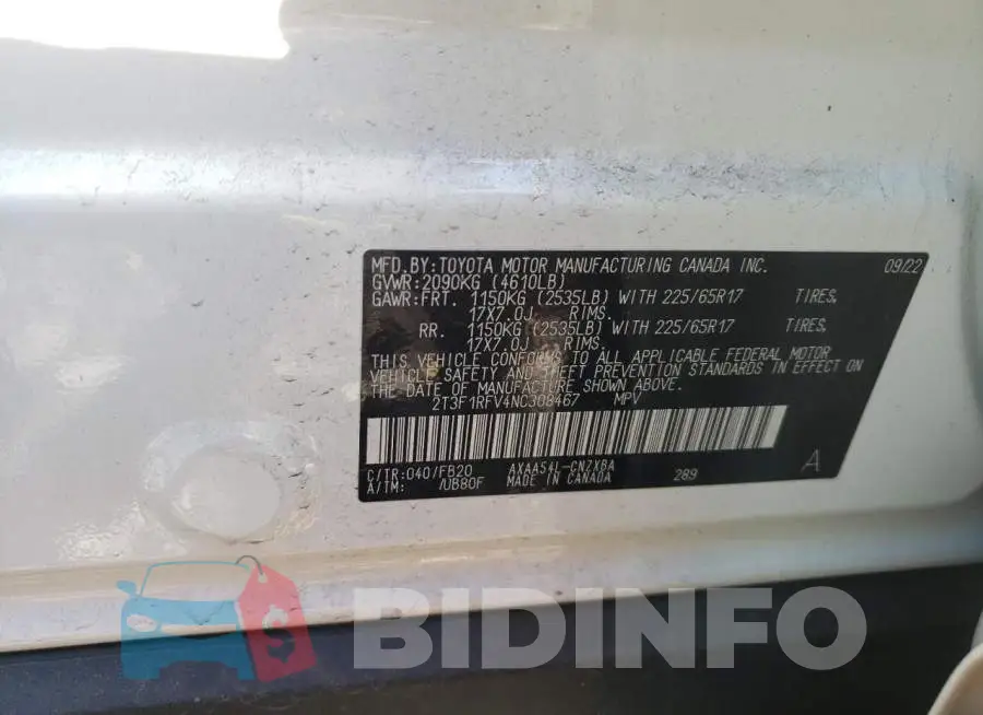 2T3F1RFV4NC308467 Photo# 13