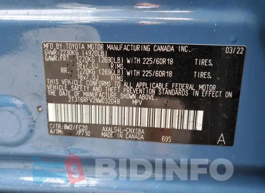 2T3T6RFV2NW032048 Photo# 12