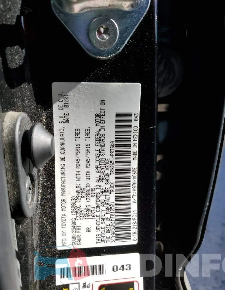 3TYAX5GN1MT012521 Photo# 12