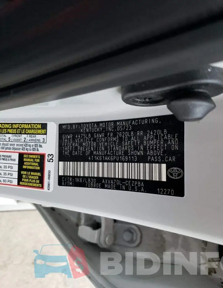 4T1K61AK6PU169113 Photo# 13